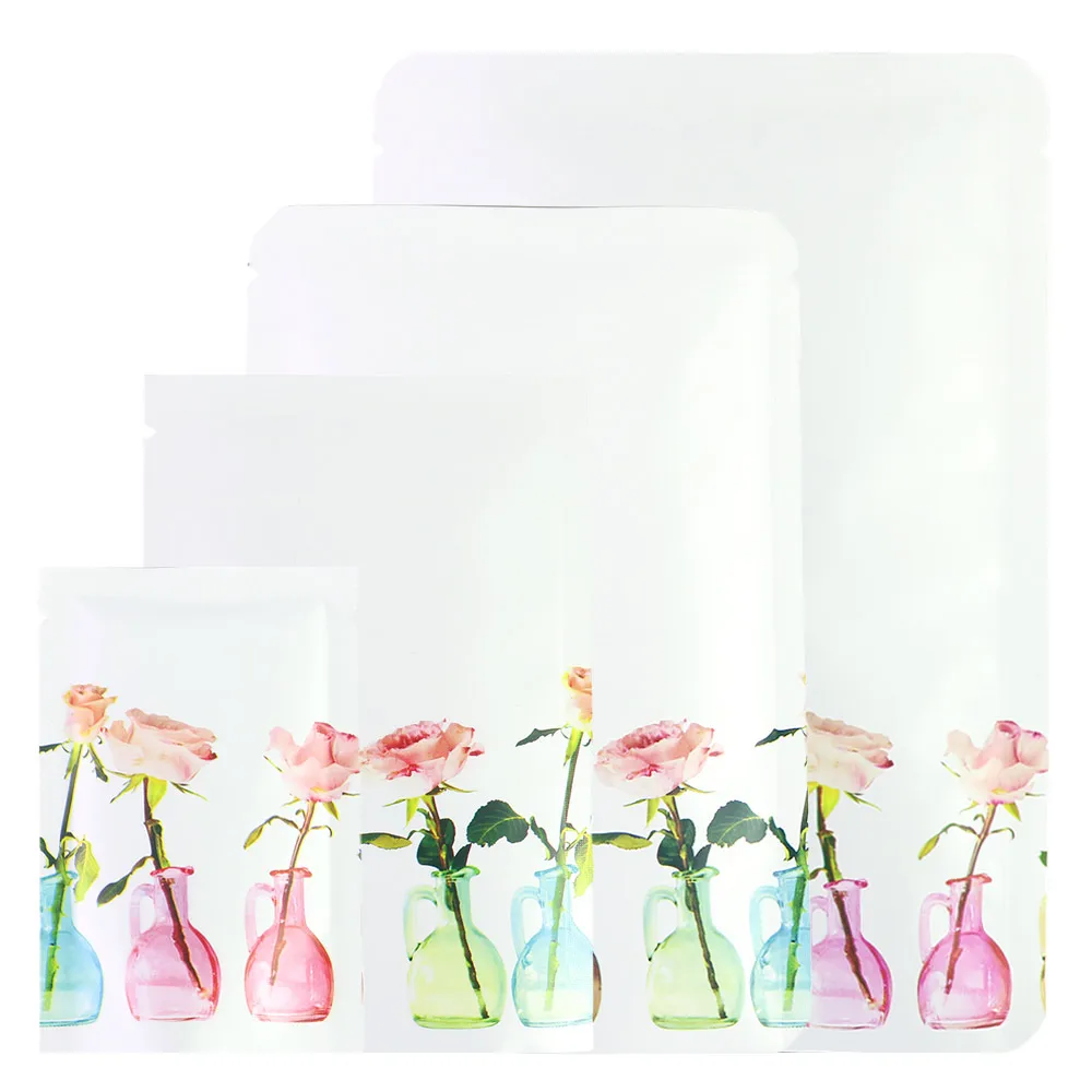 Flower Vase Пакеты для масок для лица, подарочные пакеты с открытым верхом, майларовые сумки для хранения из алюминиевой фольги, дизайн, пластиковые пакеты с цветочным принтом в виде вазы - Цвет: Flower Vase
