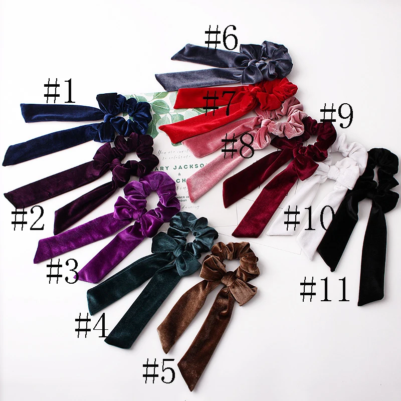 60pc/lot Velvet Scrunchie Women Girls Solid Elastic Hair Rubber Bands Gum For Women Tie Hair Ring Rope Ponytail Holder Accessory