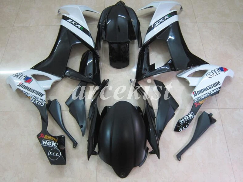 4 подарки ABS пластик полный обтекатель комплект подходит для Kawasaki Ninja ZX-10R 2008 2009 2010 08 09 10 10R Кузов Набор черный белый Эльф