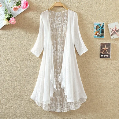 kimono cardigan Кимоно Кардиган женский кружевной летний кардиган Feminino Вышивка Блузка длинная рубашка Off White Camisa Feminina Boho корейский - Цвет: kimono cardigan