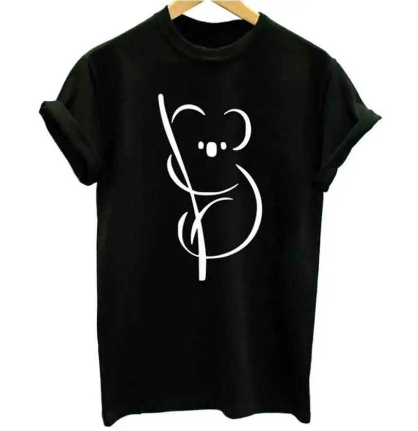 

Cute Koala Print T Shirt Women Short Sleeve O Neck Loose Tshirt 2020 Summer Women Tee Shirt Tops Camisetas Mujer