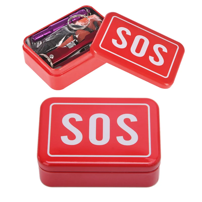 "SOS" Оловянный чехол коробка крышка контейнер для выживания шестерни наборы таблетки Первой Помощи Коробка