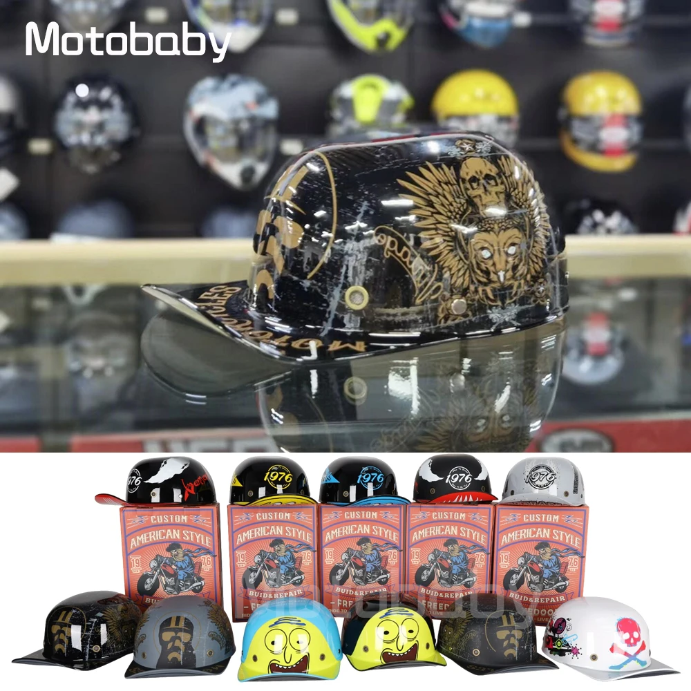 Мотоциклетный полушлем Motobaby для мужчин винтажный шлем мотобайкеров с открытым