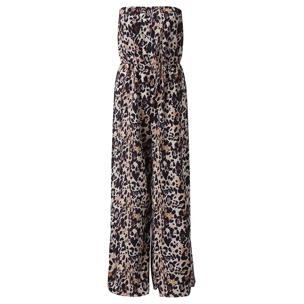 Womens rompers women summer Casual Loose Sleeveless Leopard Print Collar Tube Top Sexy Jumpsuit women romper Dropshipping#XB35