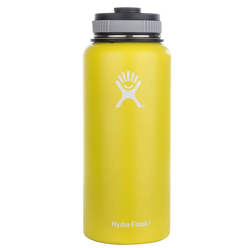 Фляга гидро бутылка для воды из нержавеющей стали с вакуумной изоляцией с широким горлом+ бутылки гидро фляга - Цвет: yellow