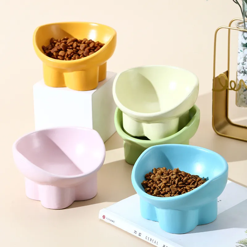 

High Foot Ceramic Cat Bowl Neck Protector Cat Pet Food Feeder Water Bowl Anti-Overturning Food Container Dispenser Pet Supplies