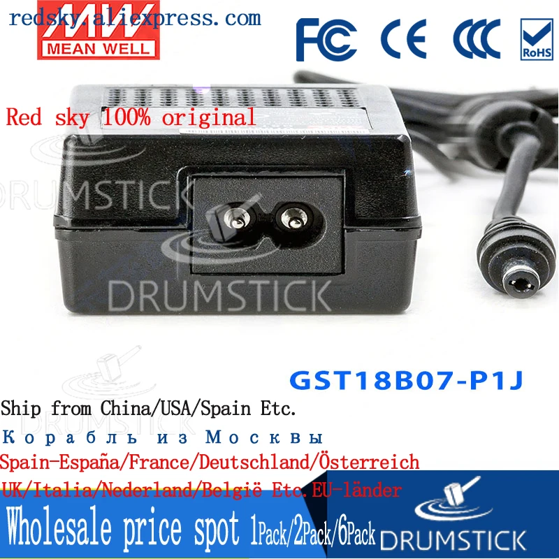 

Selling Hot! MEAN WELL original GST18B09-P1J 9V 2A meanwell GST18B 9V 18W AC-DC High Reliability Industrial Adaptor