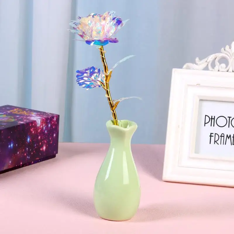 24K позолоченные розовые цветы из фольги, Романтический светодиодный Свадебный декор, креативный подарок на день Святого Валентина, освещение для влюбленных