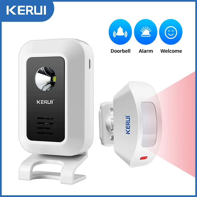 KERUI M5 Wireless Doorbell Infrared Door Chime Alarm System,Motion Sensor Voice Welcome for Home Shop,White