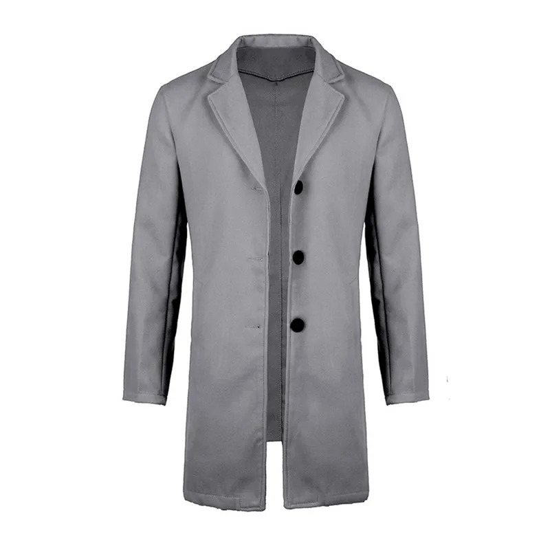 Осеннее пальто, мужская куртка, смесь, Бизнес Стиль, повседневный Тренч, мужской, тонкий, модный, для отдыха, длинные секции, тонкие флисовые куртки, уличная одежда - Цвет: gray 1
