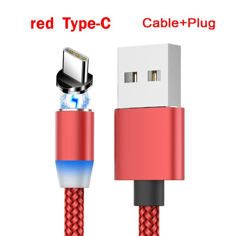 Магнитный USB кабель для быстрой зарядки usb type C Магнитный зарядный кабель Micro USB для зарядки данных кабель для мобильного телефона USB шнур для ios - Цвет: red for Type-C
