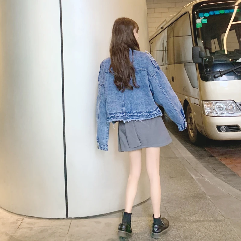 SexeMara fashion The New Loose Hot drilling pocket Drawstring Burr cowboy jacket Free shipping