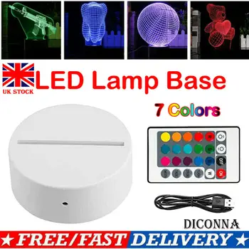 

Light Base Lamp Holder Romantic 3D LED Night Light Gift Display Luminous vbuk UK