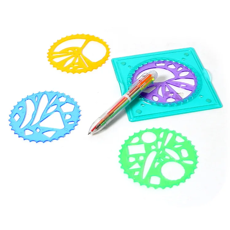 Цветы кривой лучшие мозга Spirograph Набор для рисования 4-в-1 ручка книга инструкции Творческий узор доска для рисования