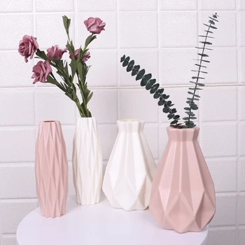 

Origami Vase Imitation Ceramic Flower Vase Basket Tabletop Plants Home Decoration Bonsai Decor Flower Arrangement Container PP