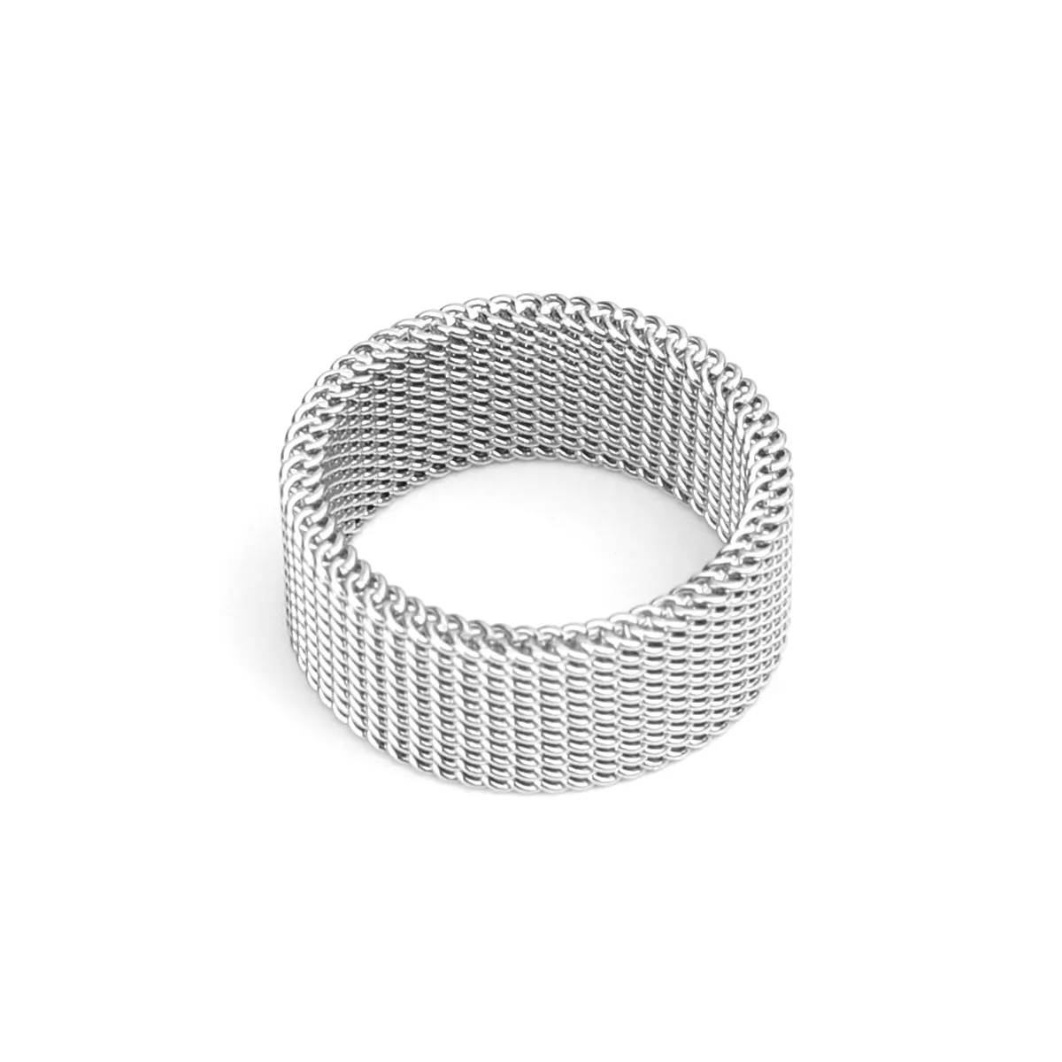 Silver ring Punk Circle Twist Weaving Joint Ring 304 Stainless Steel Unadjustable Silver Color Geometric Twist Minimalist Jewelry 1 Piece