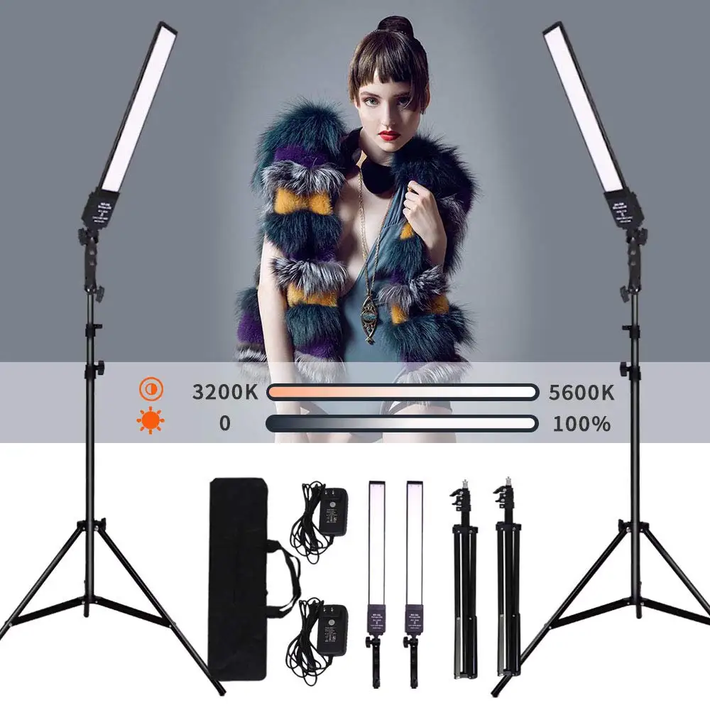 

GSKAIWEN 2 Packs Dimmable Bi-Color LED Video Light with Tripod Stand Bag Photography Lighting Kit for Camera Video Studio YouT