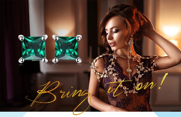 JewelryPalace квадратный 0.6ct создан Изумрудный 925 пробы серебряные серьги гвоздики для женщин модные ювелирные украшения