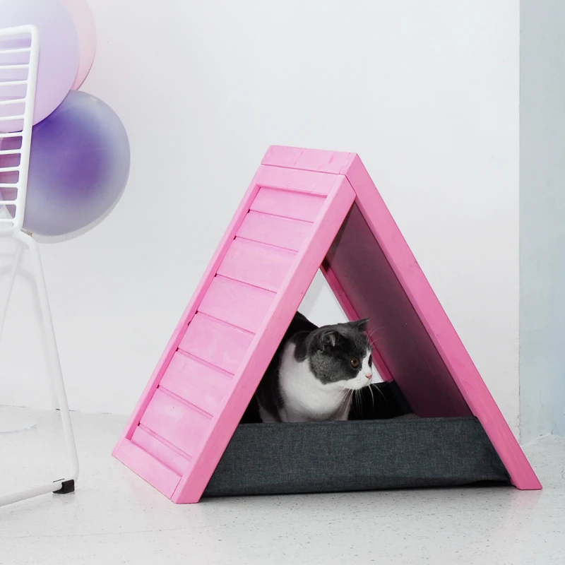 IPAW M4pet деревянный домик для домашних животных собака и кошка складное пирамидальное деревянное гнездо для домашних животных внутренний мягкий коврик в комплекте 4 цвета