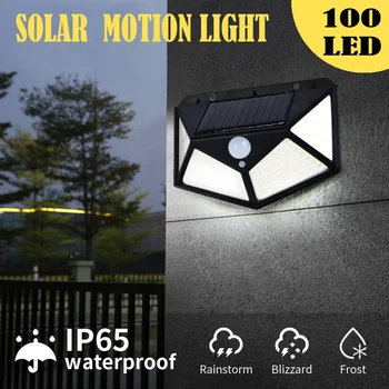 

3 Modes 100 LED Solar Light Outdoor Solar Lamp Motion Sensor Wall Light Waterproof Solar Powered Sunlight for Garden Decoration
