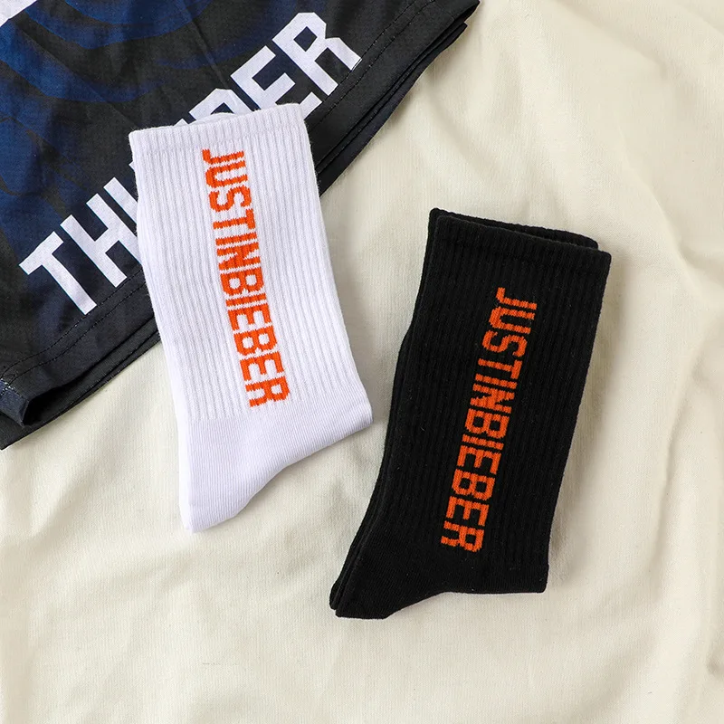 

Pink Harajuku Wind Lettered Popular Brand Men and Women Tube Long Socks INS Hong Kong Style Street Skateboard Sports Cotton Sock