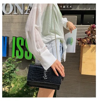 

2020 new fashion crocodile pattern chain bag senior sense small square bag Korean version of the shoulder messenger bag