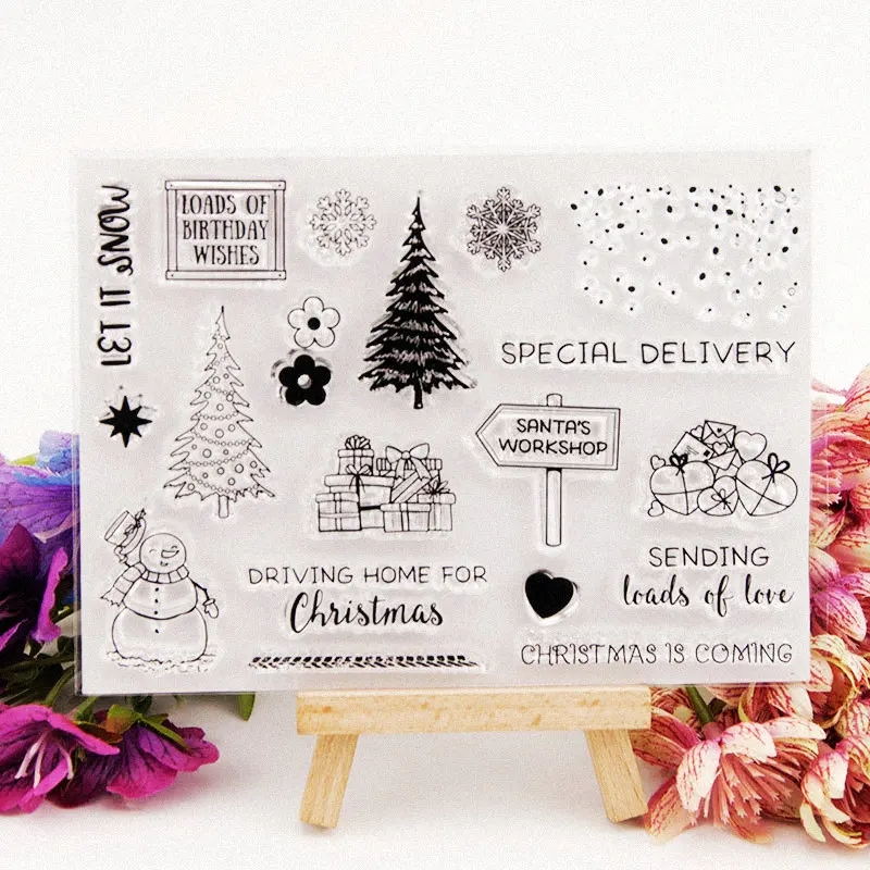 

Christmas Tree Clear Stamps for DIY Scrapbooking Snowman Transparent Stamps Card Making Album paper Craft Decoration New Stamps