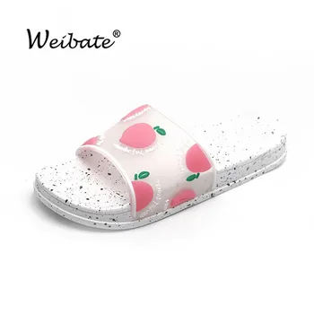 

WEIBATE Summer Slippers Wild Women's Shoes Fruit Pattern Flip Flops Home Indoor Non-slip Slippers
