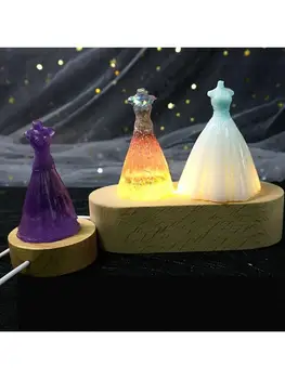 

Crystal Glass Art Oval Wood LED Base Resin Art Ornament Wood Lighted Base Stands 83XF
