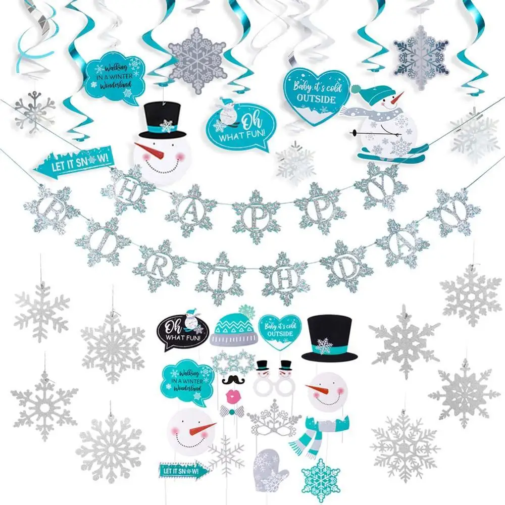 Ice And Snow Birthday Party Decorations Sets Lanterns Swirl Happy