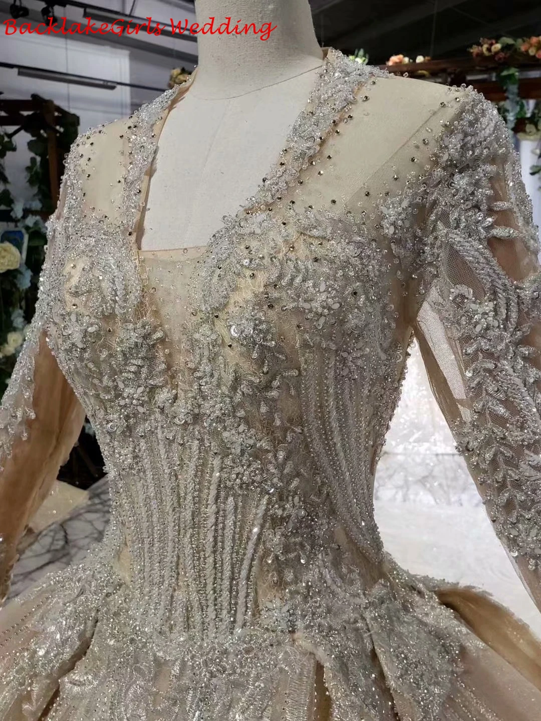 Abito Da Sposa роскошные 2 метра длинный поезд Плюс Размер свадебное платье с v-образным вырезом Свадебный платья платье с длинными рукавами De Princesse