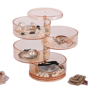 

Multifunctional Necklace Hair Ring Earrings Storage Jewelry Transparent Storage Finishing Jewelry Box Rotating Finishing Box