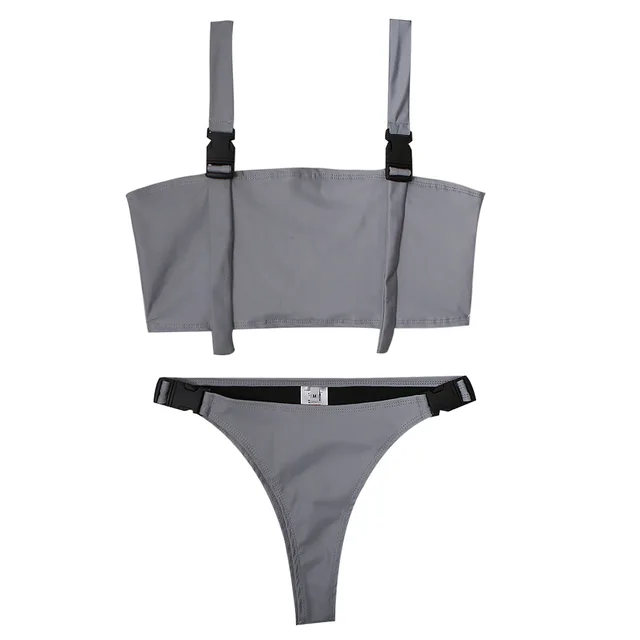 White Reflective Wide Strap Bikini Set 23