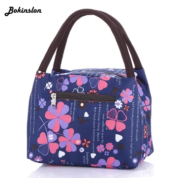 

Bokinslon Lunch Box Bag Bundle Mouth Insulation Female Bag Fashion Hand bag Student Lunch Bag Casual Male