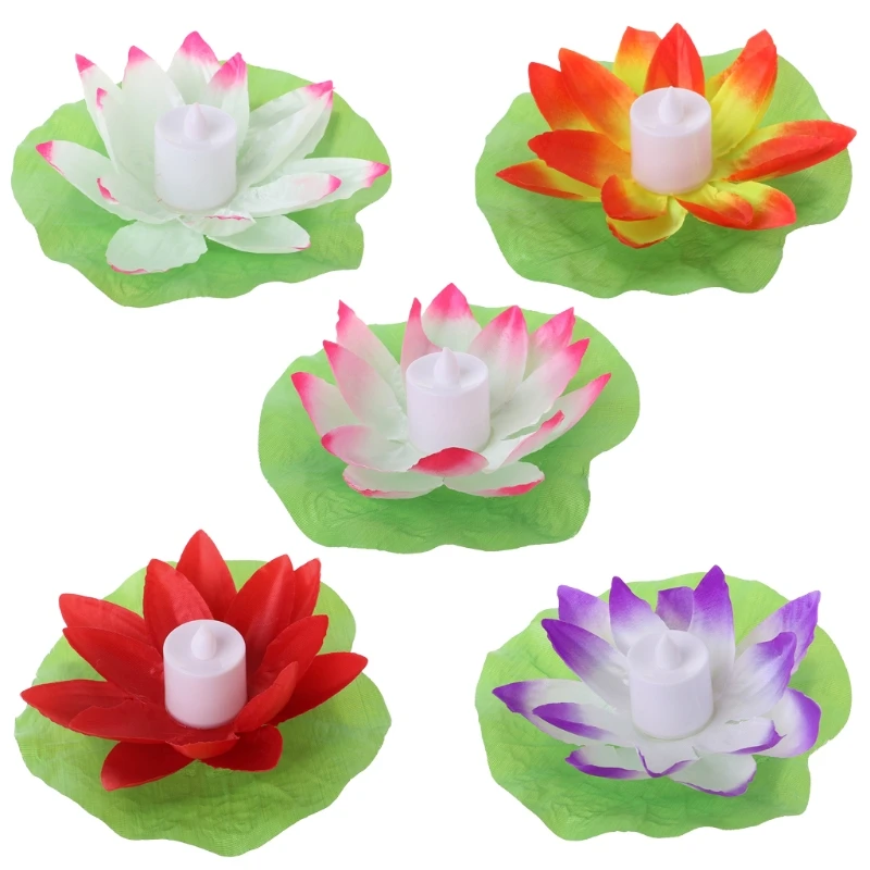 LED Solar Light LED Floating Lotus Flower Lamps On Water Swimming Pool Garden Decoration