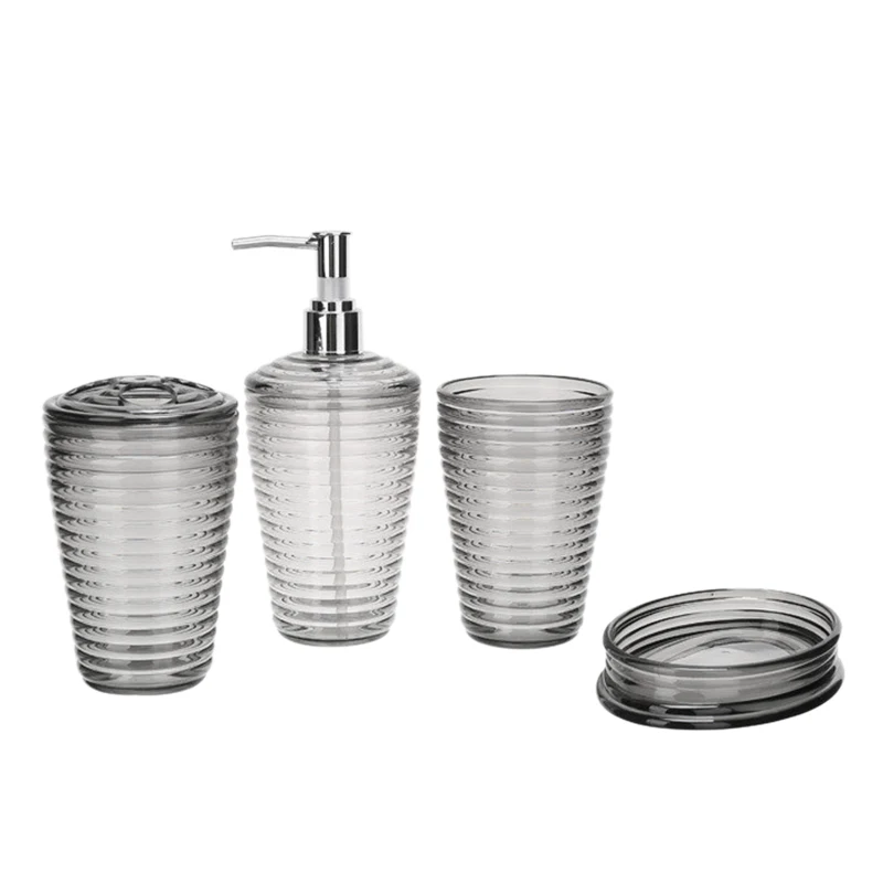 HOT 4Pcs Plastic Bathroom Accessories Set Toothbrush Holder Soap Dish Dispenser Tumbler