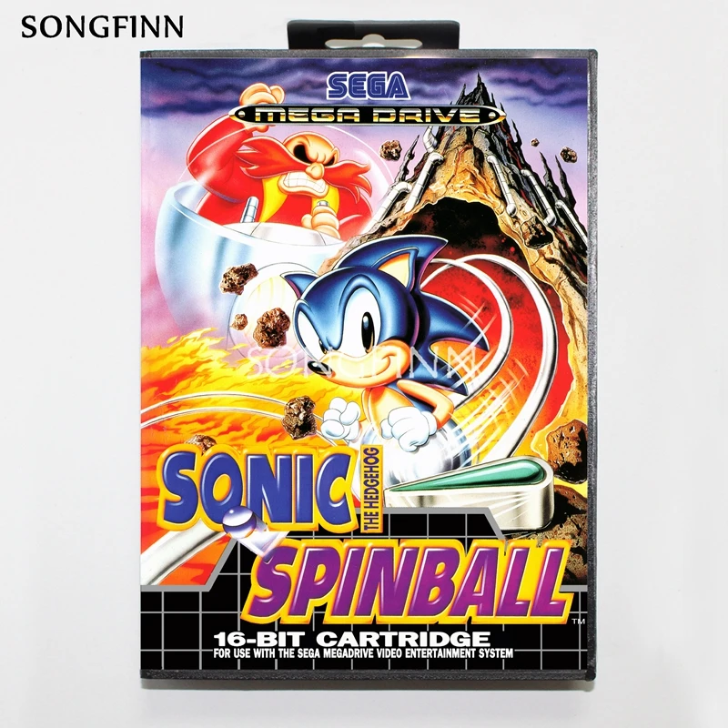 16 бит MD карта памяти с коробкой для sega Mega Drive для Genesis Megadrive-Sonic Spinball