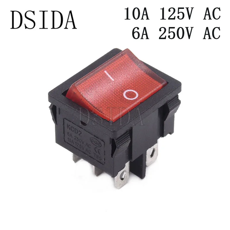 

Rocker Switch 21*24mm 2 Position 6 Pins Power Switch ON-OFF With Red Light With 10A 125VAC/6A 250V 21x24 Ship Type Switch