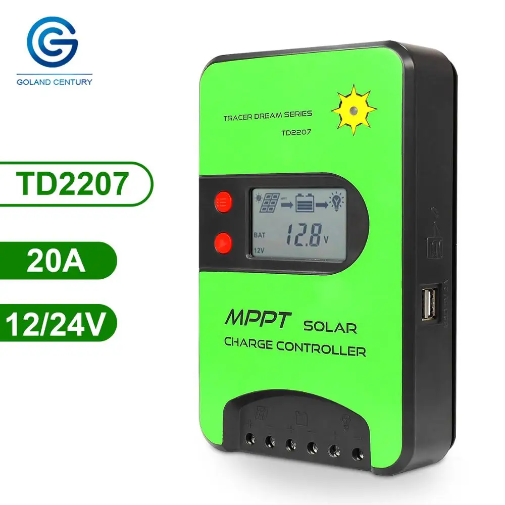 Регулятор заряда солнечной панели Goland Century ЖК дисплей 20A MPPT 12 В/24 В регулятор