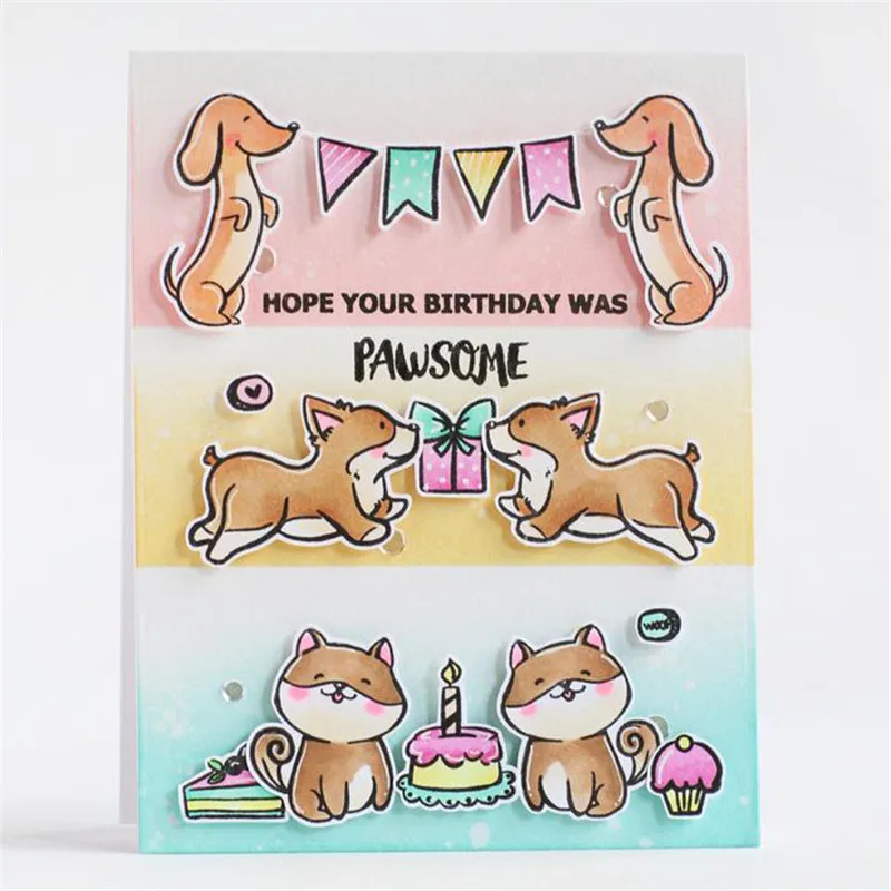 

YaMinSanNiO Metal Cutting Dies and Clear Stamps for Scrapbooking New Die Cuts for Card Making Craft Cat Balloon Bone Birthday