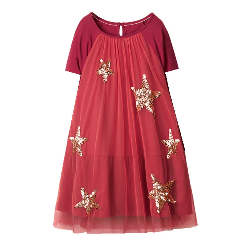 Платье-пачка для девочек летнее свадебное детское Сетчатое со звездами прыжков