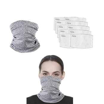 

1 Pack Unisex Head Neck Gaiter Face Scarf Mask Bandana Scarf with 50 Pcs Carbon Filters