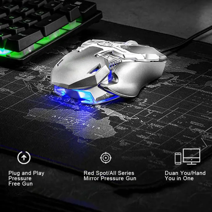 USB Проводная конкурентоспособная игровая мышь Механическая игровая мышь регулируемая 6400 dpi 8 кнопок светодиодный мышь с подсветкой V15 серый