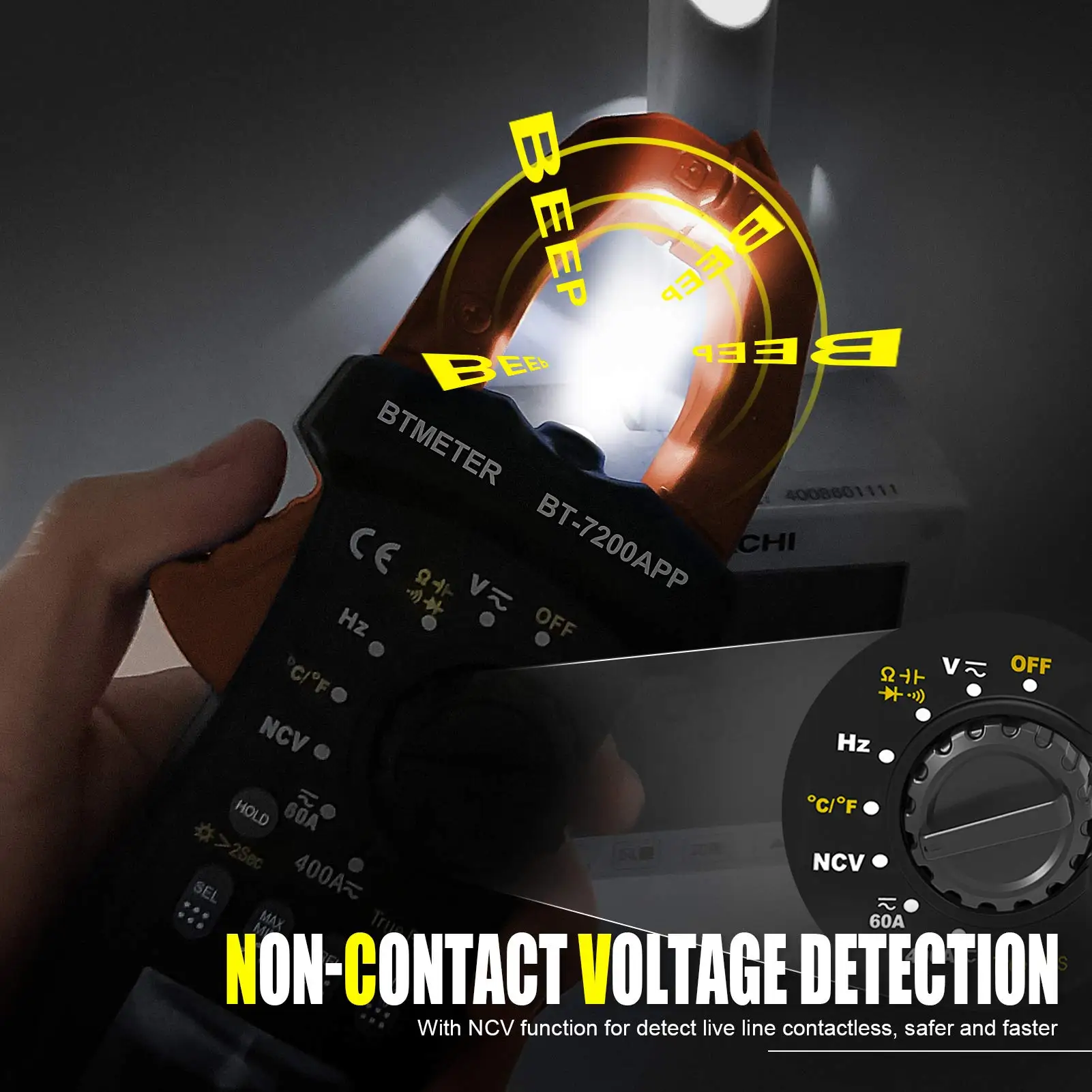 HP-7200APP TRMS 6000 Zählzangenmultimeter, Bluetooth-Zangenamperemeter für AC/DC-Strom, Spannung, Widerstand, Kondensator, Frequenz – Detail 7
