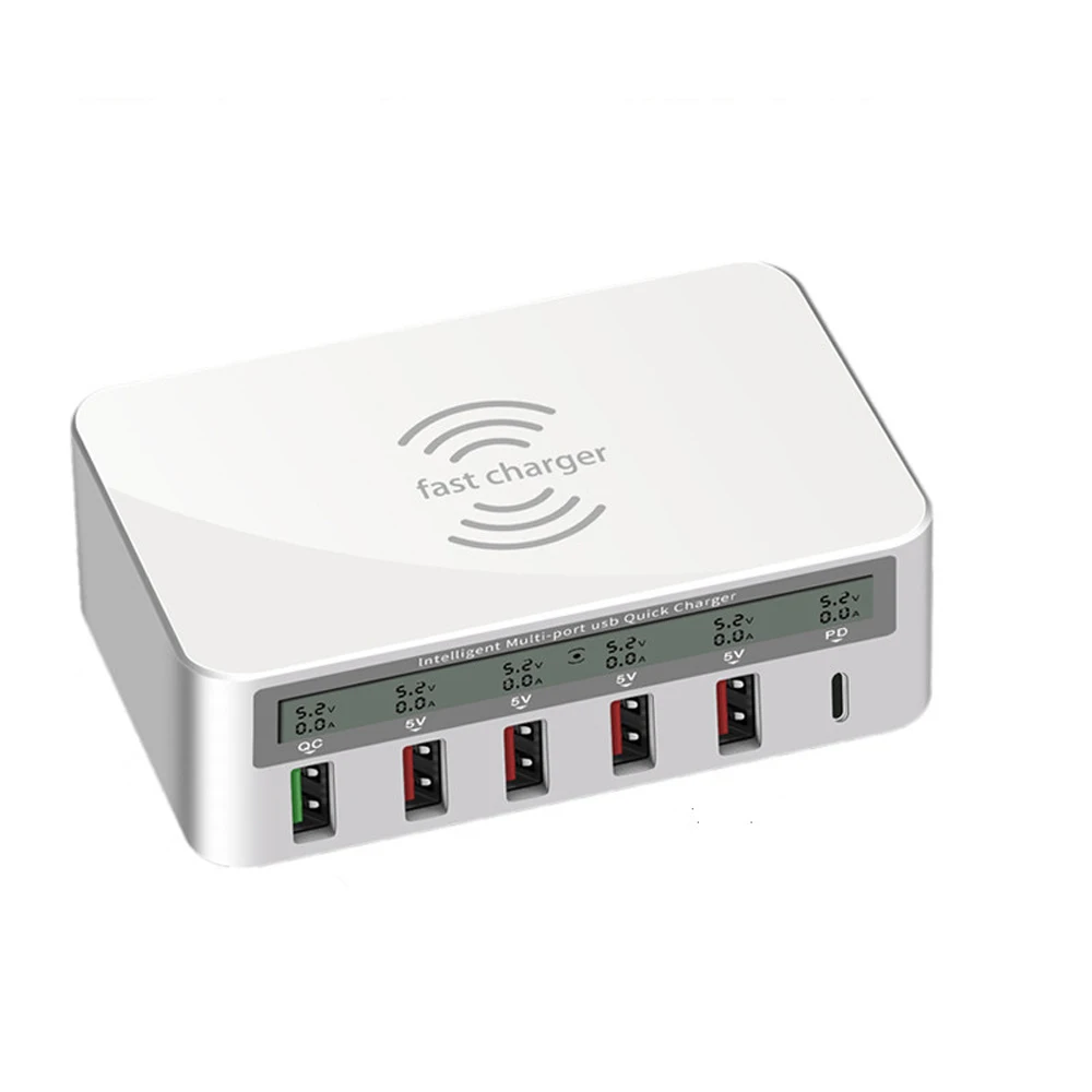 

Bakeey 100W PD QC3.0 Multi-Port LCD Digital Display Fast Charging Wireless USB Charger Adapter For iPhone 8Plus 11 Pro Huawei