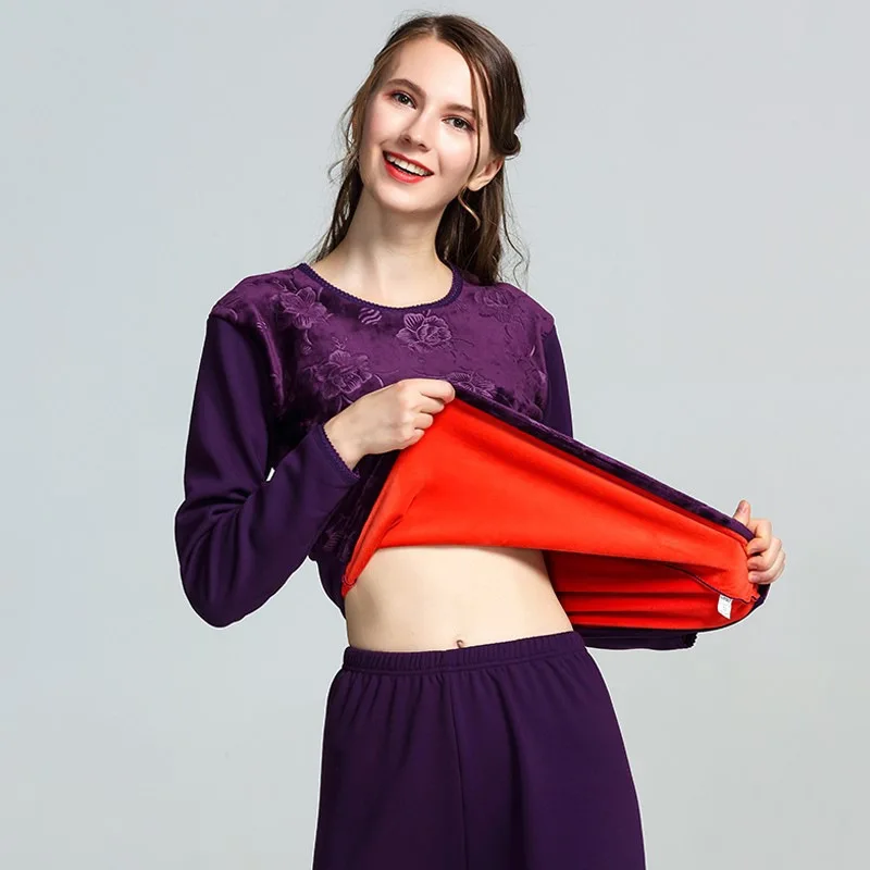 

Plus Velvet Thick Warm Suit Ladies Self-cultivation Underwear Men's Cotton Sweater Two-piece Winter Ropa Interior Termica Mujer