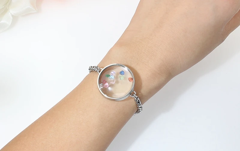 17/23/28/30mm Stainless Steel Double Curved TwistScrew Glass Locket Living Floating Memory Charms Adjustable Chain Bracelet Gift