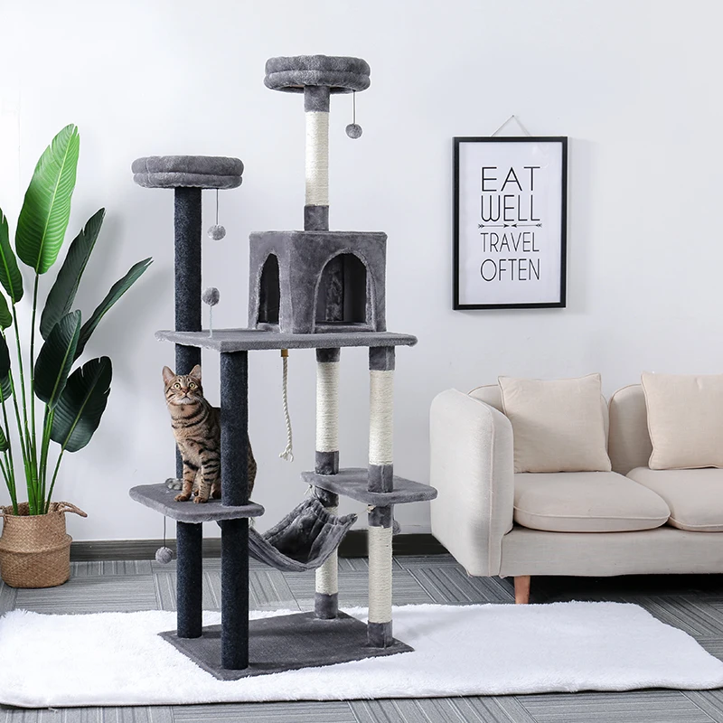 Luxury Pet Cat Tree House Condo Furniture Multi-Layer Cat Tree with Ladder Toy Sisal Scratching Post for Cat Climbing JumpingToy
