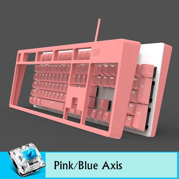 Pink Blue Axis Ajazz Douyu DKM150 эргономичная USB Проводная Механическая клавиатура с подсветкой съемные панели антипризрачные ключи черный, синий, коричневый, красный ось - Цвет: Pink Blue Axis