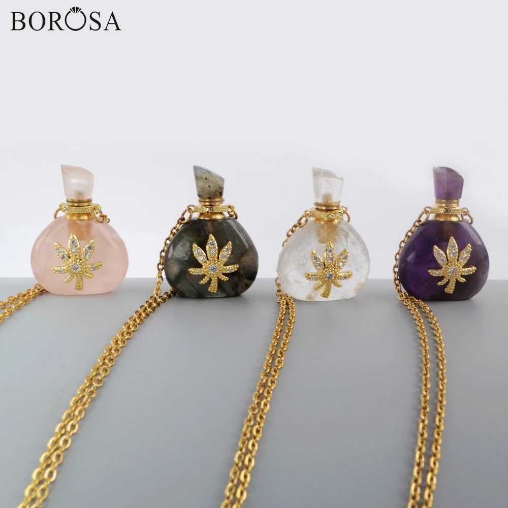 amethysts perfume bottle pendant necklace Natural gems essential oils with stick for diffuser girl gift | Украшения и аксессуары